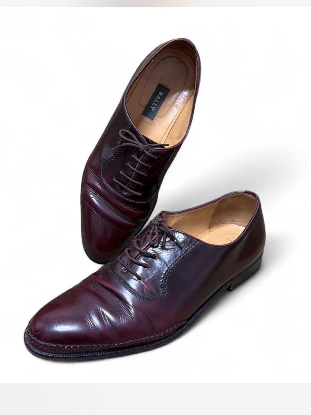 Bally Men’s Burgundy Leather Carmen Dress Shoes Sz 12 D Made in Italy